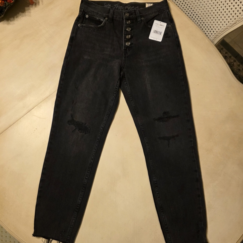 NWT Free People We The Free Blossom Rigid Denim Jeans Size 26 High Rise Straight - Picture 5 of 16